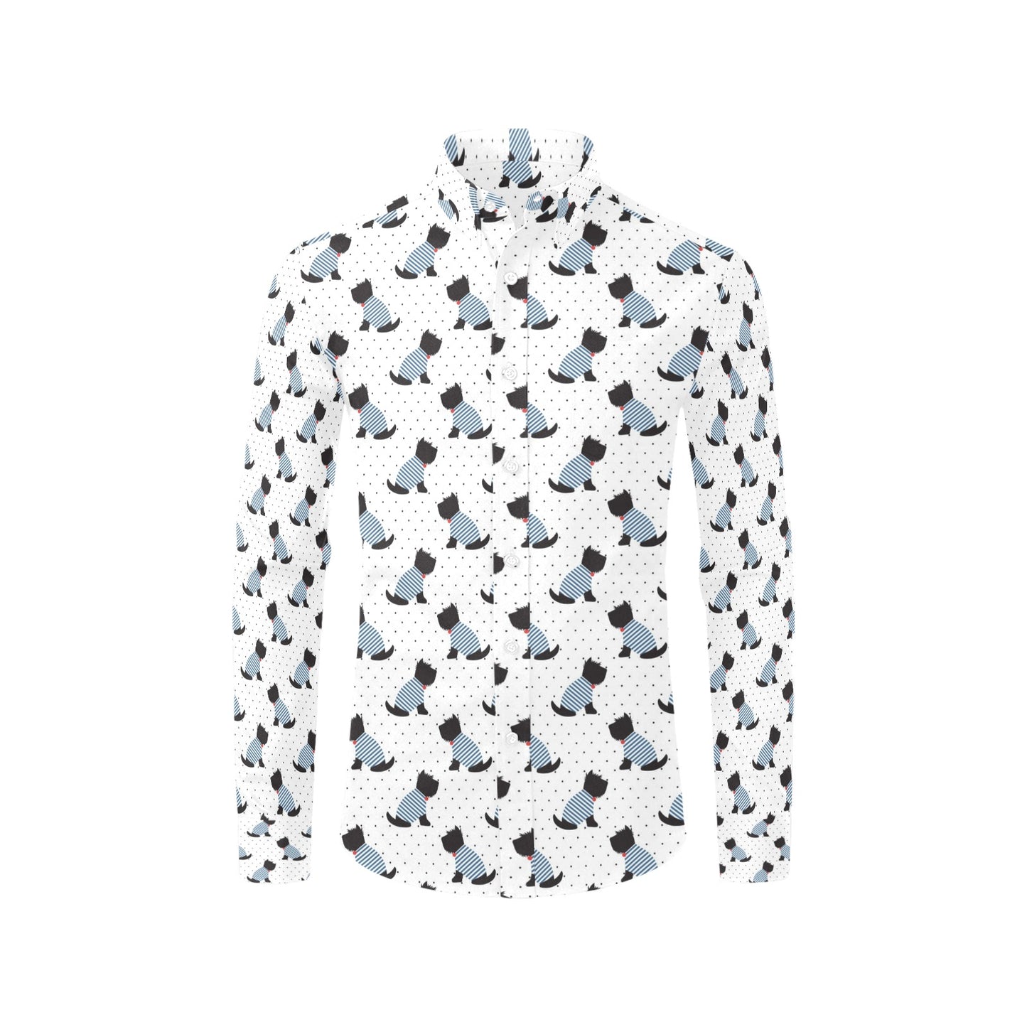 Scottish Terriers Print Design LKS3013 Men's Long Sleeve Dress Shirt