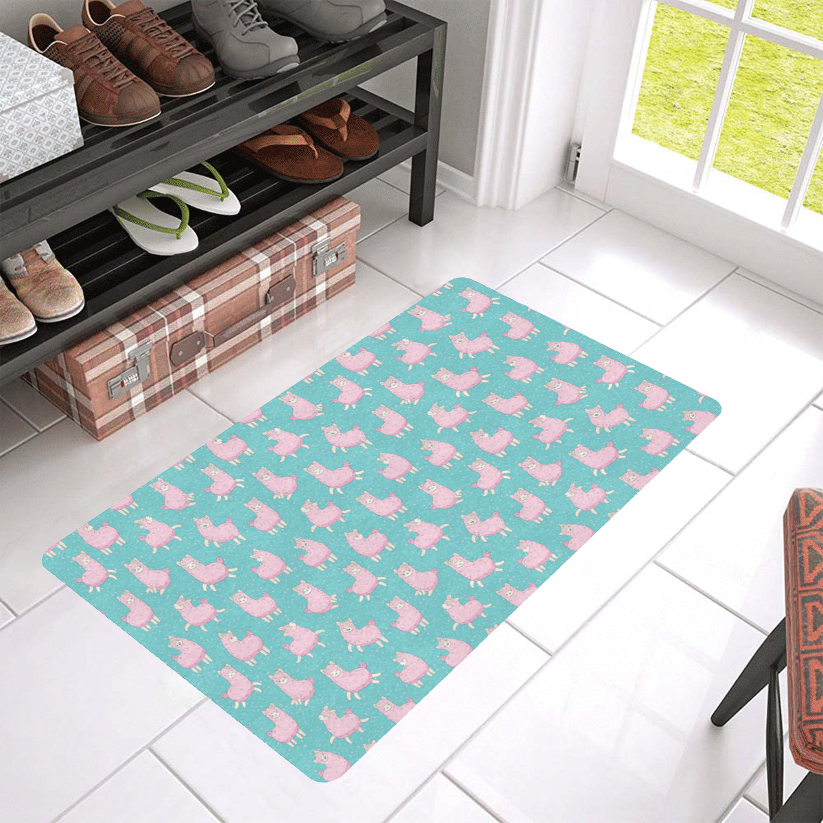 Alpaca Cartoon Design Themed Print Rubber Doormat
