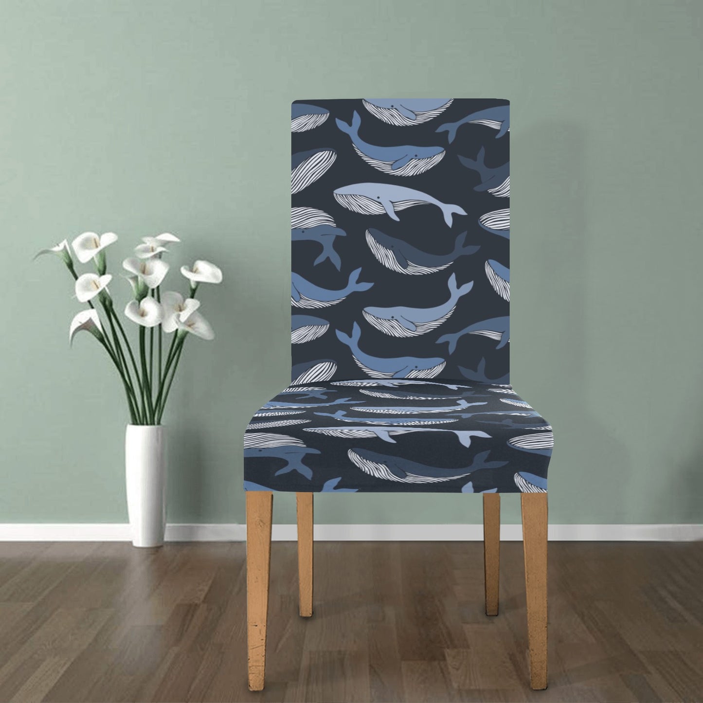 Whale Print Design LKS301 Dining Chair Slipcover