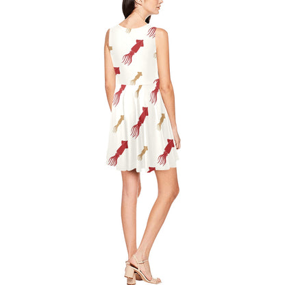 Giant Squid Pattern Print Design 01 Sleeveless Dress