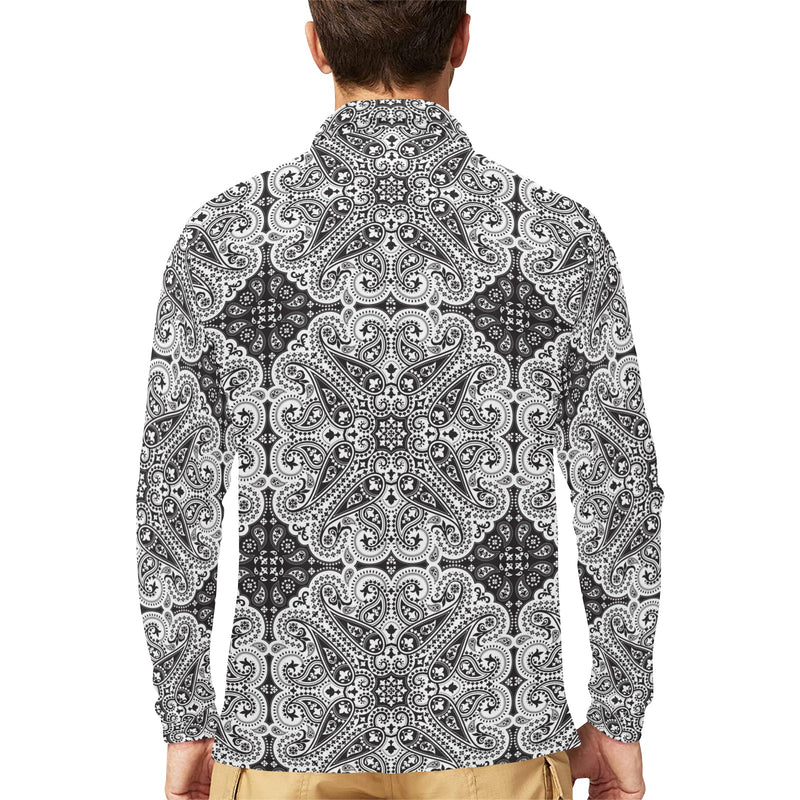 Bandana Print Design LKS309 Long Sleeve Polo Shirt For Men's