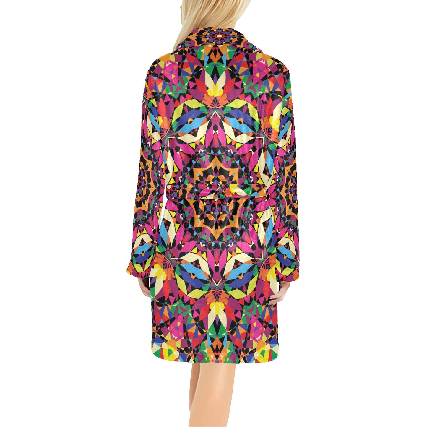 Kaleidoscope Pattern Print Design 02 Women's Fleece Robe