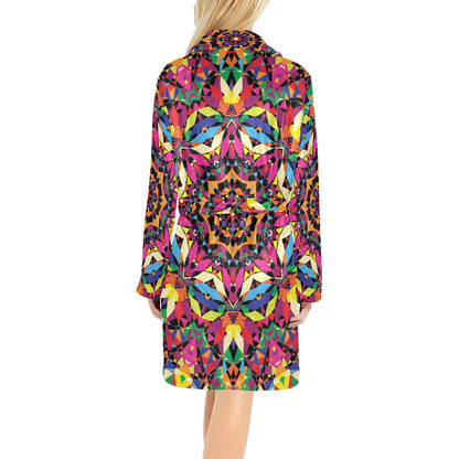 Kaleidoscope Pattern Print Design 02 Women's Fleece Robe