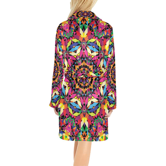 Kaleidoscope Pattern Print Design 02 Women's Fleece Robe