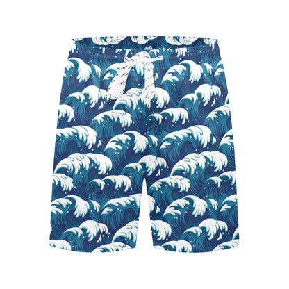 Ocean Wave Pattern Print Men's Swim Trunks Beach Shorts