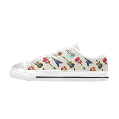 Electric Guitar Print Design LKS404 Women's White Low Top Shoes