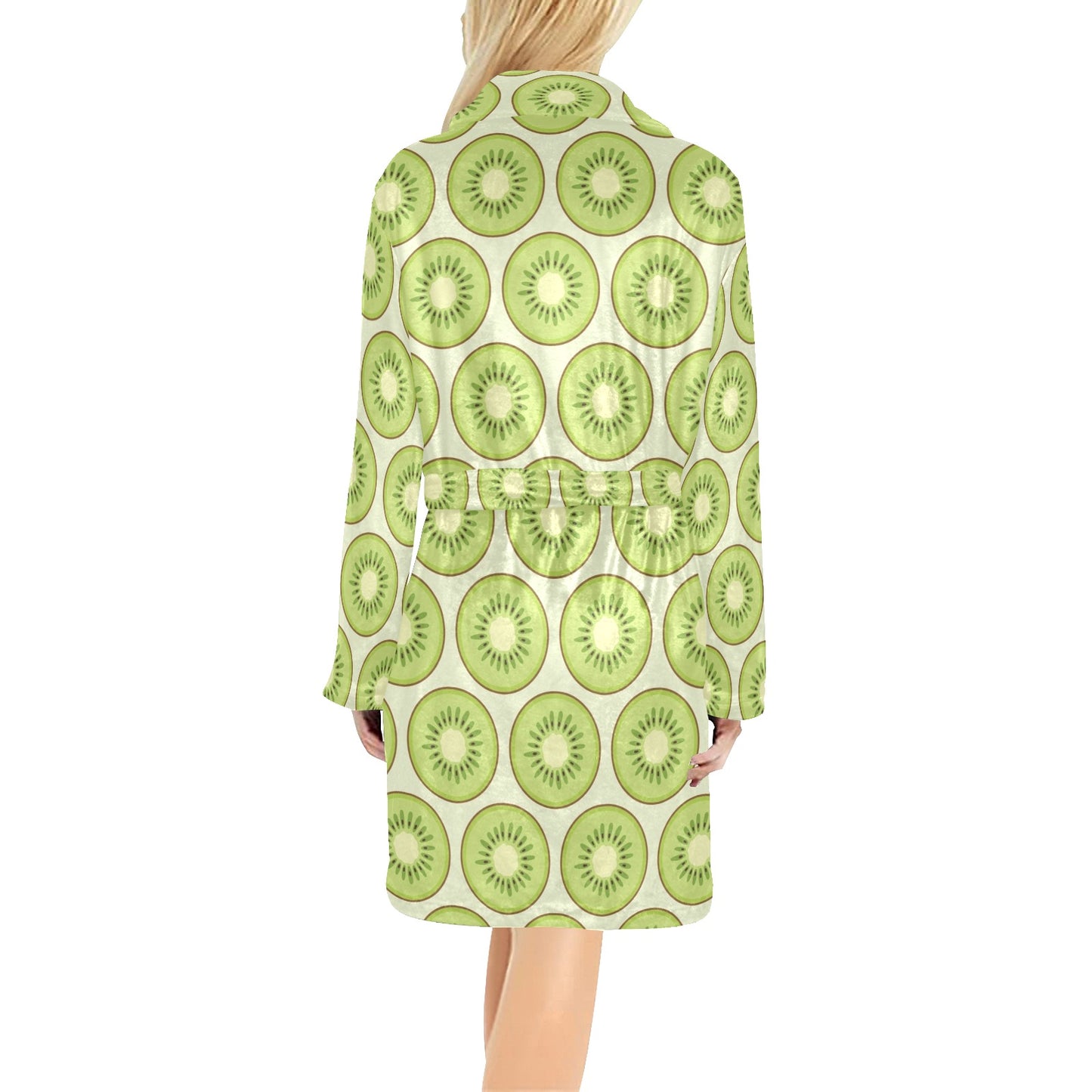 Kiwi Pattern Print Design KW02 Women's Fleece Robe