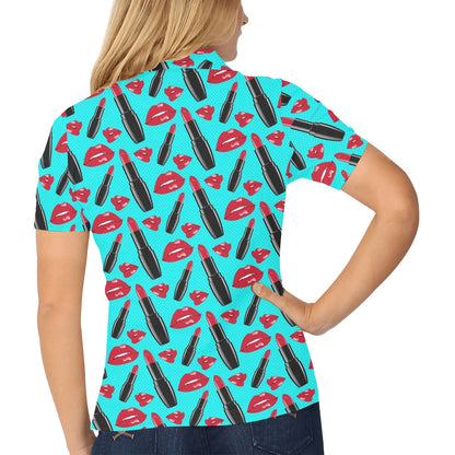 Lipstick Pattern Print Design LT02 Women's Polo Shirt