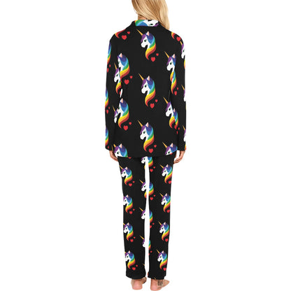 Rainbow Unicorn Pattern Print Design A03 Women's Long Pajama Set