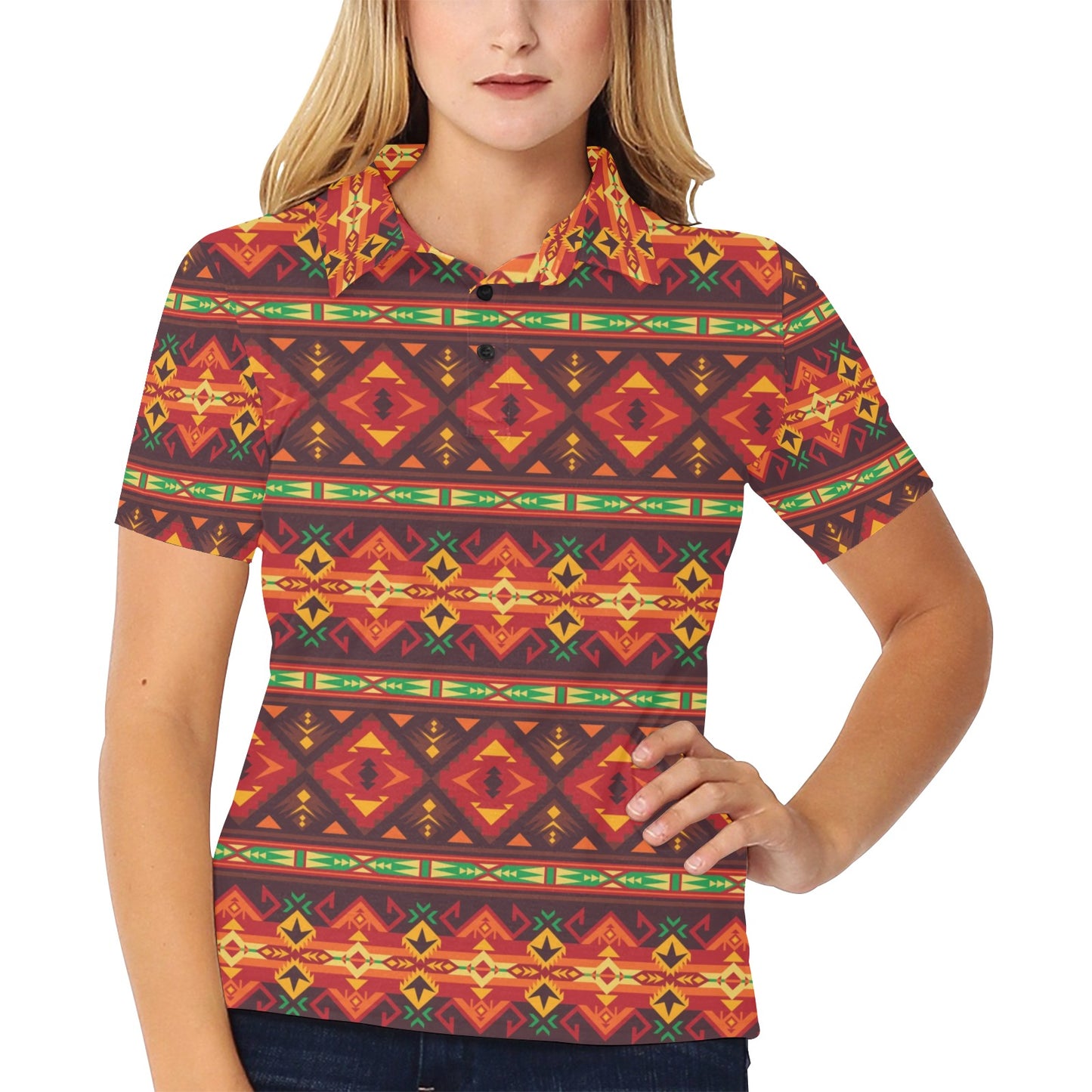 Southwest Pattern Print Design LKS309 Women's Polo Shirt