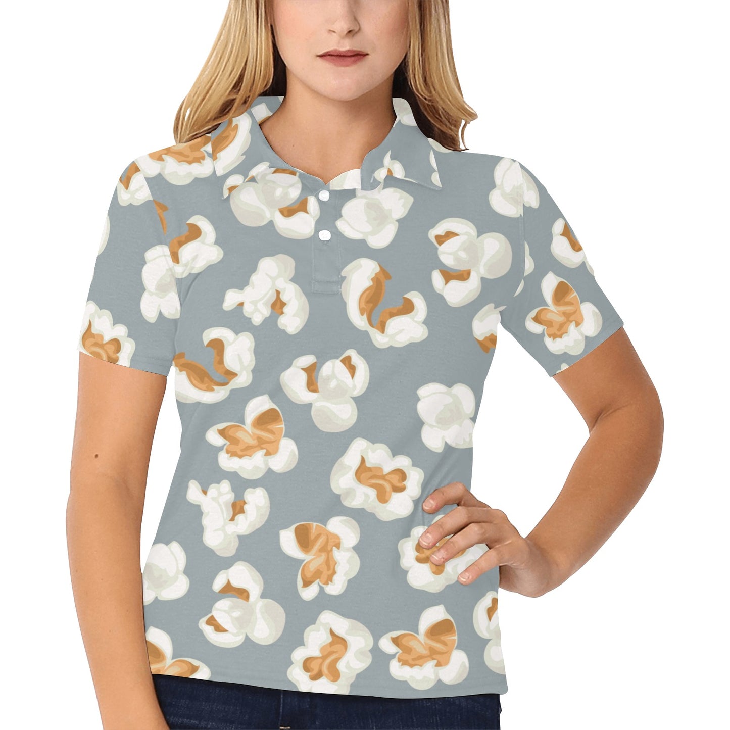 Popcorn Pattern Print Design A05 Women's Polo Shirt