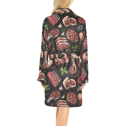 Meat Pattern Print Design 02 Women's Fleece Robe