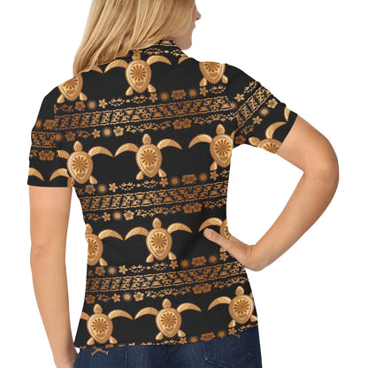 Tribal Sea turtle Polynesian Hawaiian Women's Polo Shirt