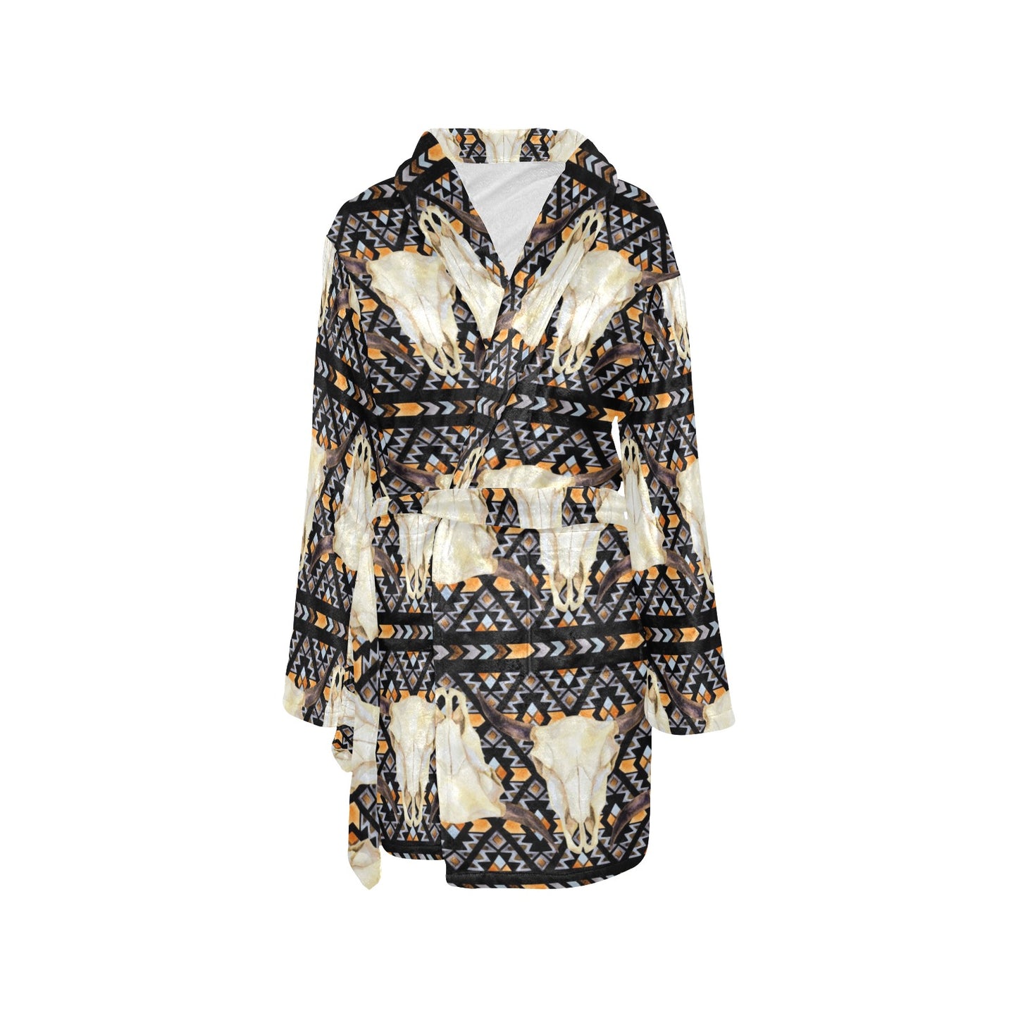 Buffalo Head Pattern Print Design 03 Women's Fleece Robe