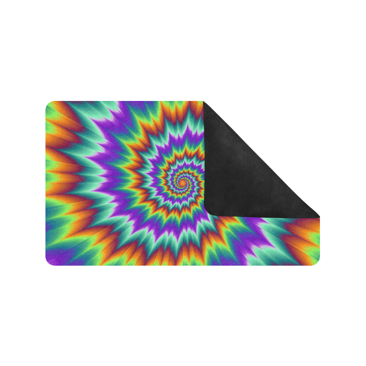 Optical illusion Pulsing fiery spirals Rubber Doormat
