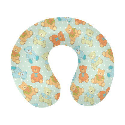 Bear Pattern Print Design 02 U-Shaped Travel Neck Pillow