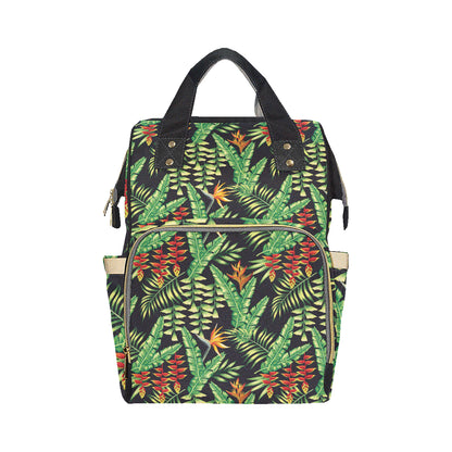 Hawaiian Flower Tropical Palm Leaves Diaper Bag Backpack