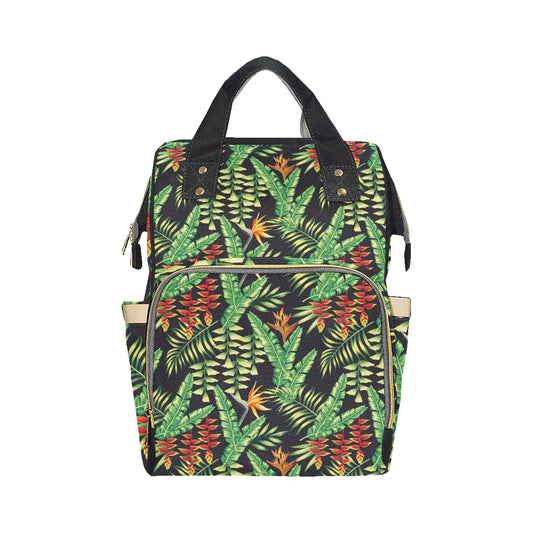 Hawaiian Flower Tropical Palm Leaves Diaper Bag Backpack