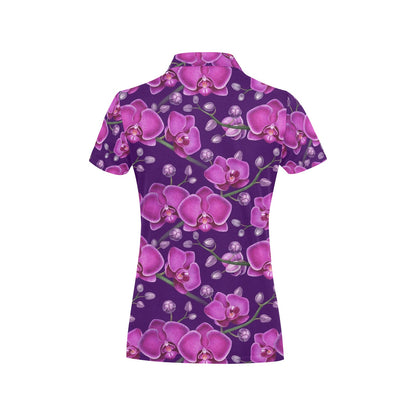 Orchid Pattern Print Design A03 Women's Polo Shirt