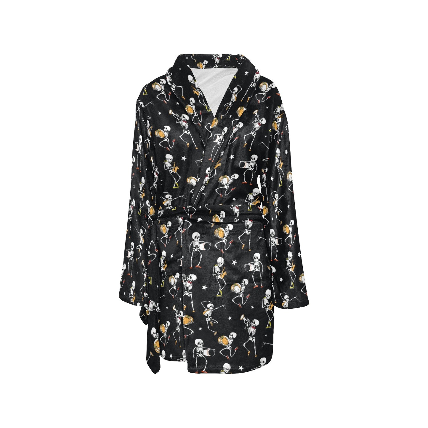 Skeleton Dance Print Women's Fleece Robe