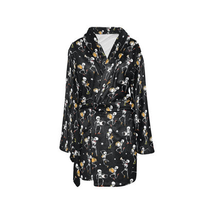 Skeleton Dance Print Women's Fleece Robe