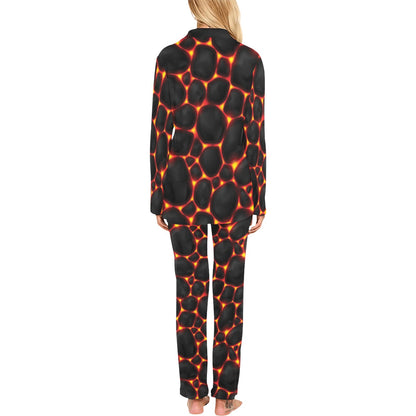 Lava Pattern Print Design 01 Women's Long Pajama Set
