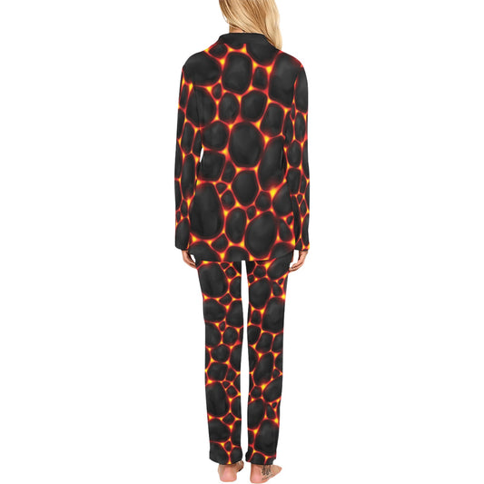 Lava Pattern Print Design 01 Women's Long Pajama Set