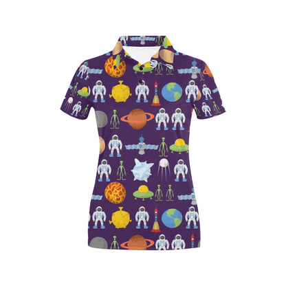 Alien Astronaut Planet Women's Polo Shirt