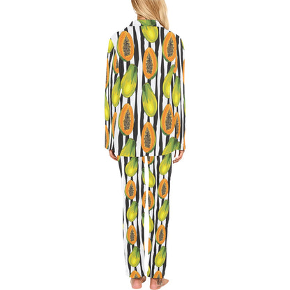 Papaya Pattern Print Design PP01 Women's Long Pajama Set