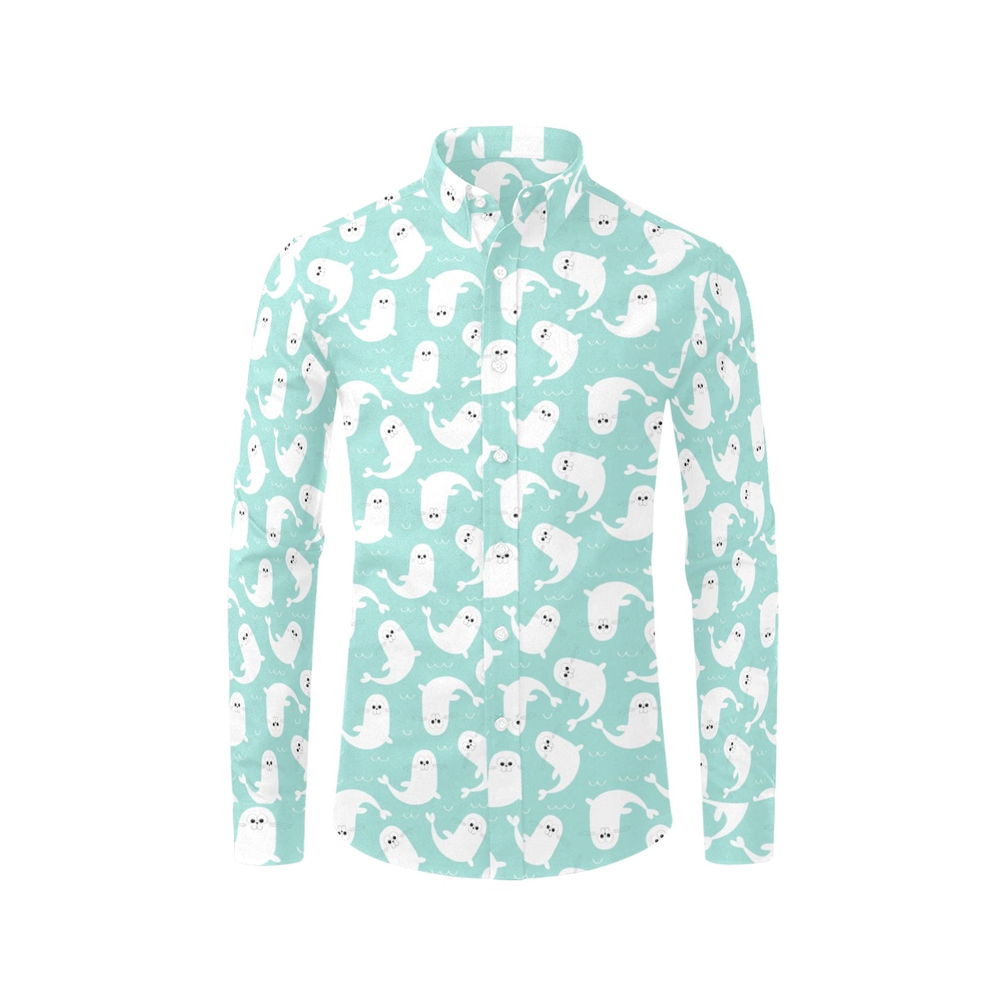Sea Lion Print Design LKS401 Men's Long Sleeve Dress Shirt