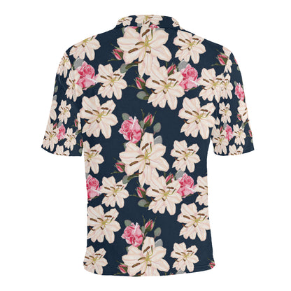 Lily Pattern Print Design LY04 Men Polo Shirt