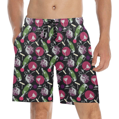Wine Print Design LKS307 Men's Swim Trunks Beach Shorts