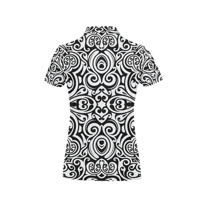Polynesian Tattoo Pattern Women's Polo Shirt