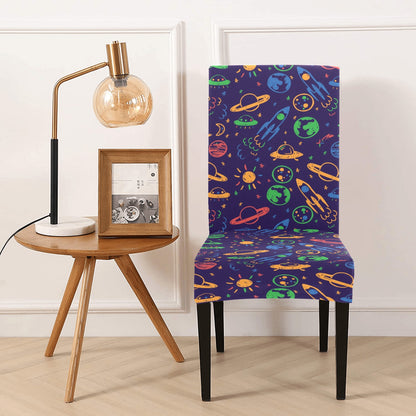 UFO Space Rocket Print Design LKS302 Dining Chair Slipcover