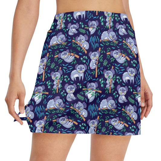 Koala Themed Design Print 17" Golf & Pickleball Skort with Pockets