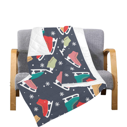 Ice Skate Pattern Print Design 04 Premium Quilt