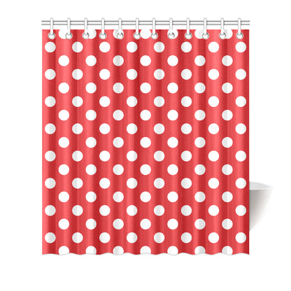 Polka Dot Red Pattern Print Design 04 Shower Curtain