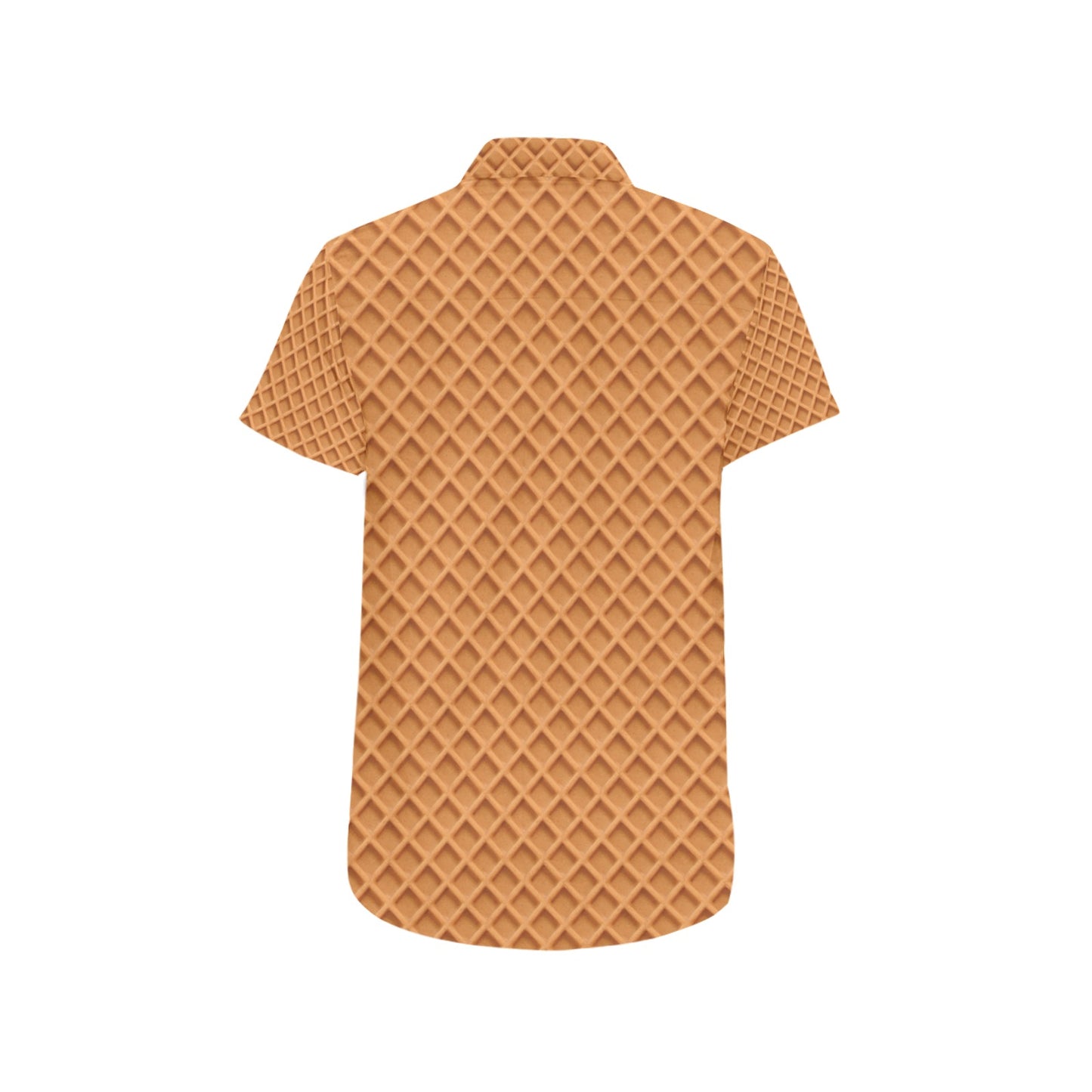 Waffle Texture Print Design LKS301 Men Short Sleeve Button Up Shirt
