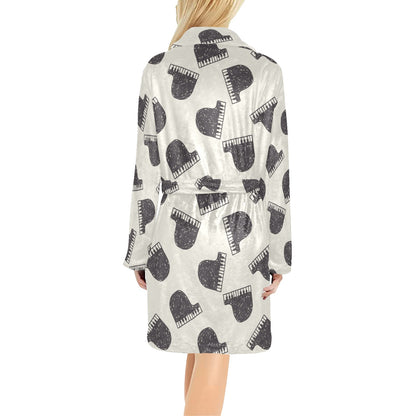 Piano Pattern Print Design 04 Women's Fleece Robe