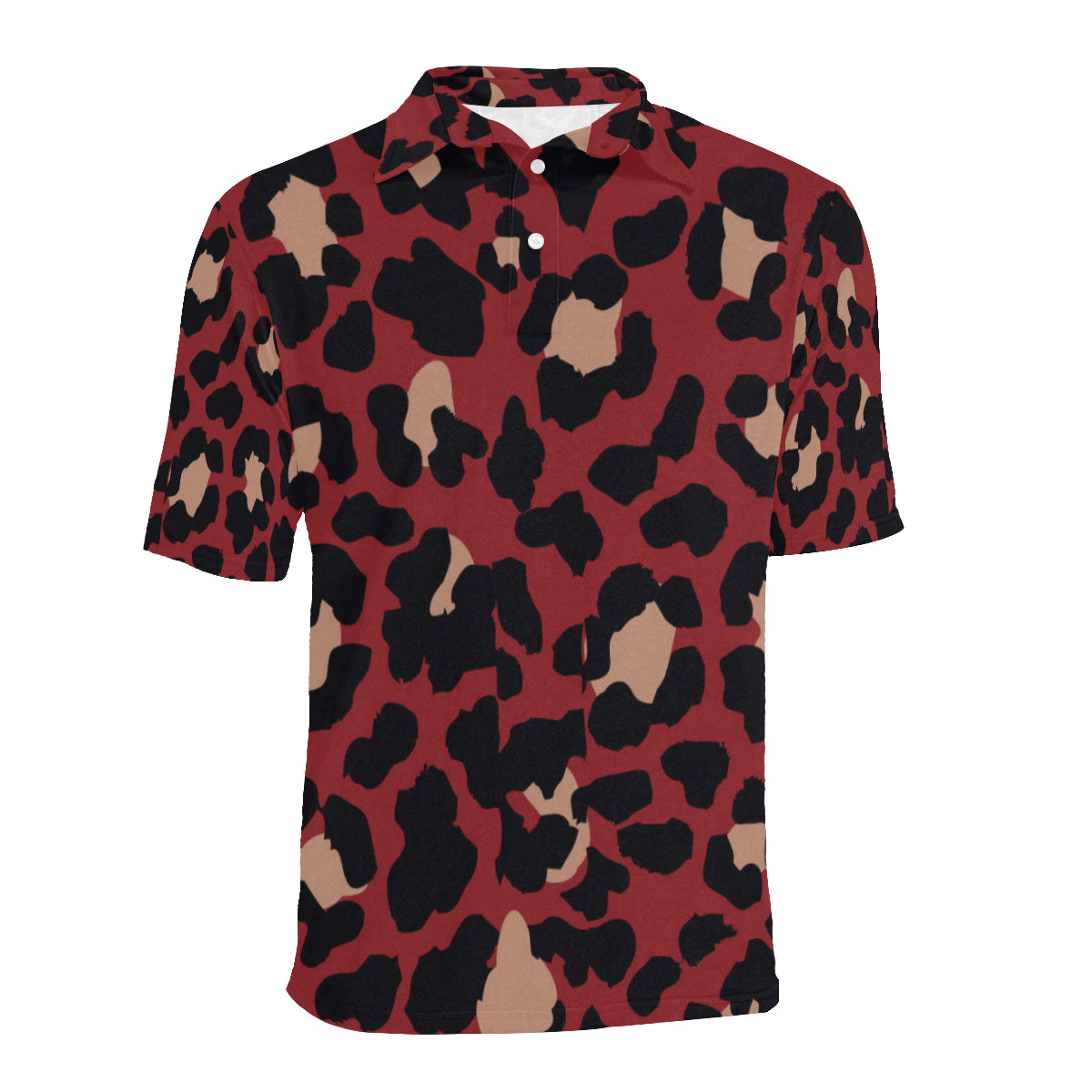 Cheetah Red Print Pattern Men Polo Shirt