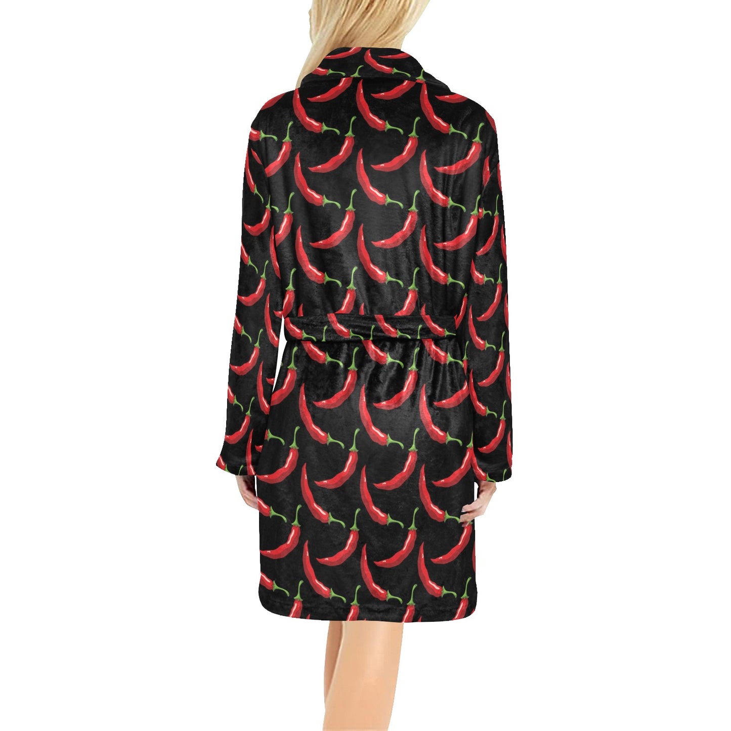 Chilli Pepper Pattern Print Design 01 Women's Fleece Robe