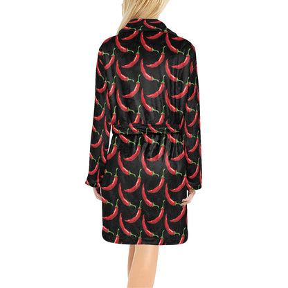 Chilli Pepper Pattern Print Design 01 Women's Fleece Robe