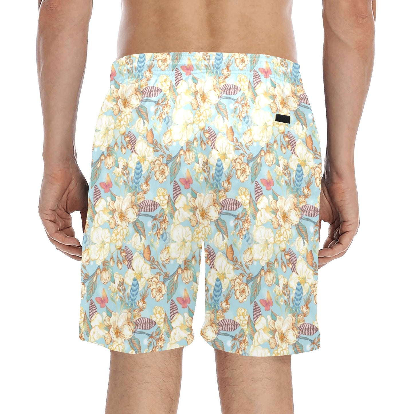 Summer Floral Print Design LKS302 Men's Swim Trunks Beach Shorts