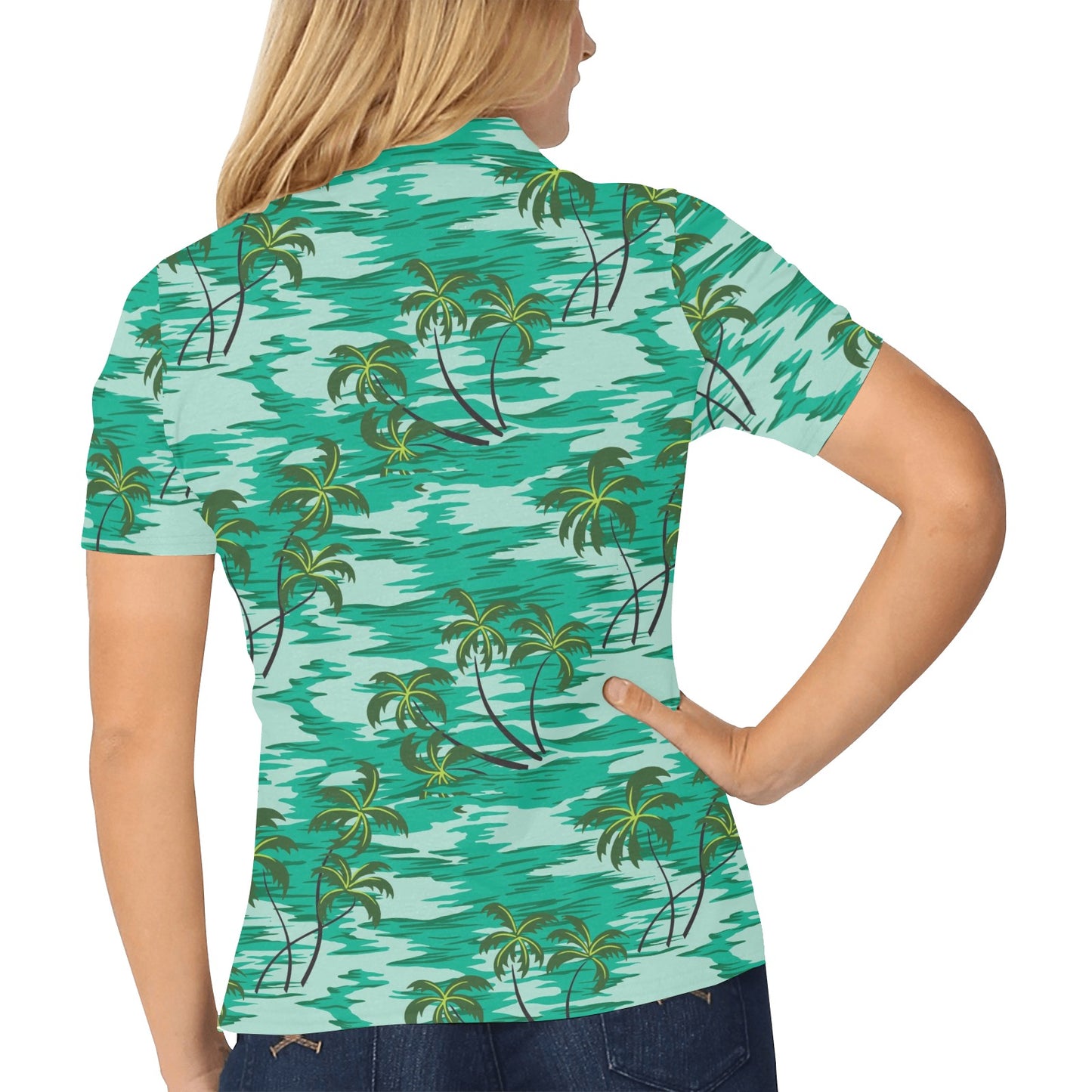 Palm Tree Pattern Print Design A01 Women's Polo Shirt