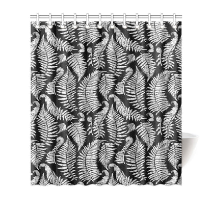 Fern Leave Black White Print Pattern Shower Curtain