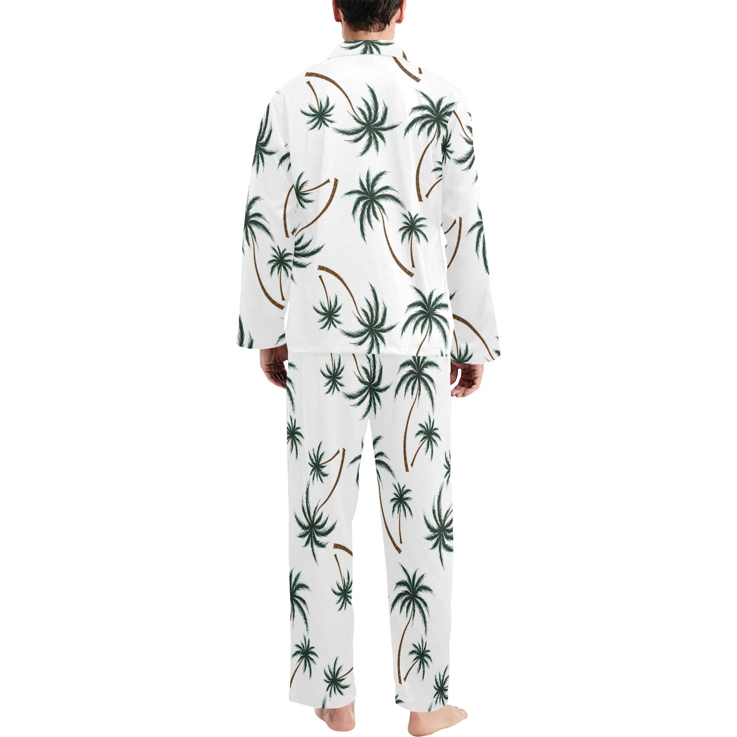 Palm Tree Pattern Print Design PT07 Men's Long Pajama Set