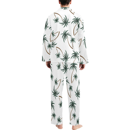 Palm Tree Pattern Print Design PT07 Men's Long Pajama Set