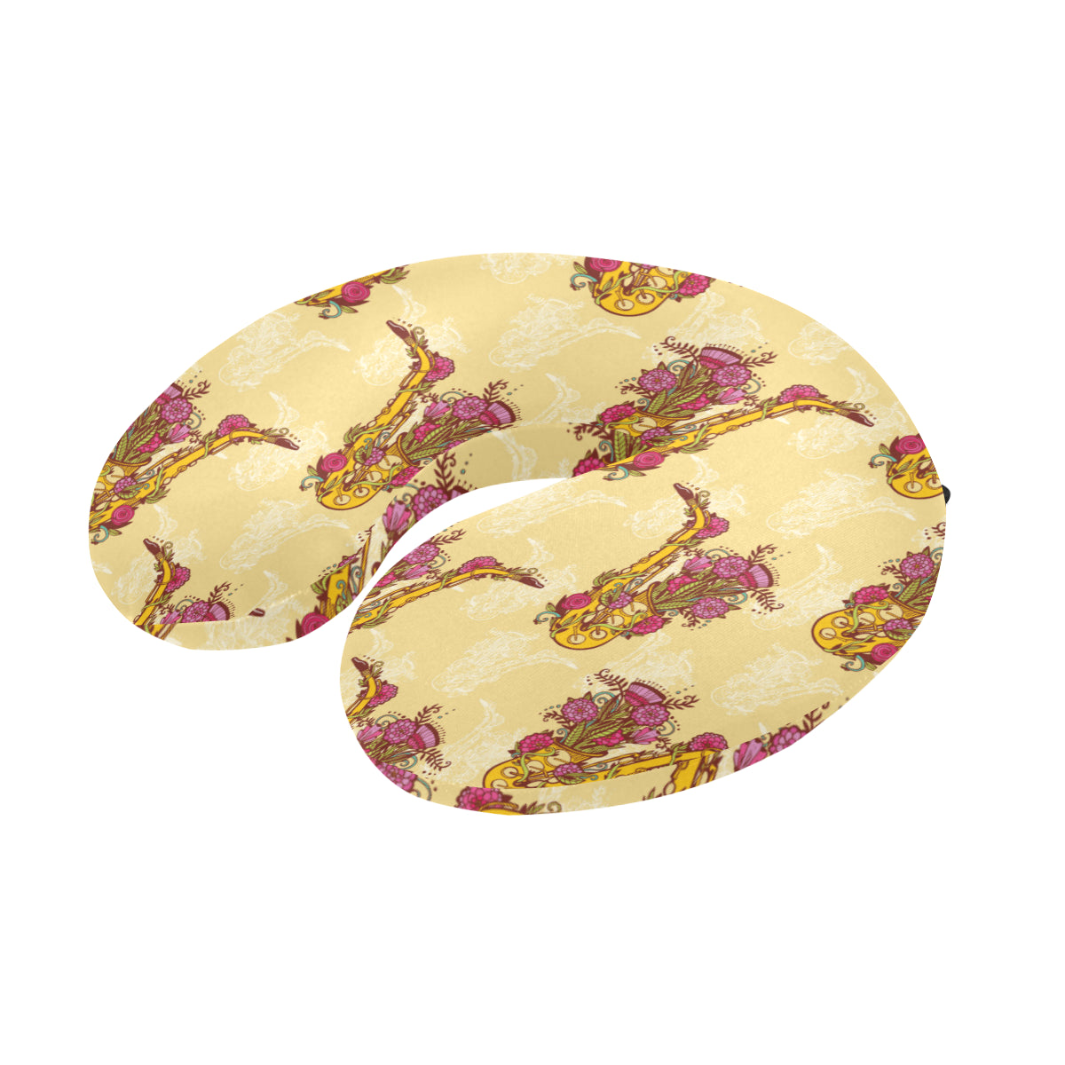 Saxophone Pattern Print Design 04 U-Shaped Travel Neck Pillow