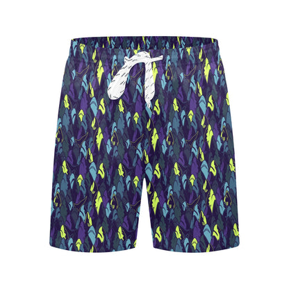 Shark Neon color Print Men's Swim Trunks Beach Shorts