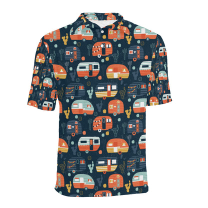 Camper Caravan Print Pattern Men Polo Shirt